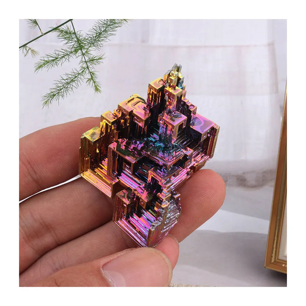 Groothandel Natuurlijke Regenboog Bismut Erts Kristal Metalen Erts Gemaakt Bismut Kristallen Ingots