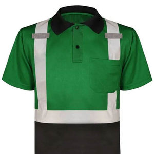 Polo DE SEGURIDAD reflectante de alta visibilidad para trabajo al aire libre Logotipo personalizado Ropa de trabajo de construcción verde con rayas - Product Image 2