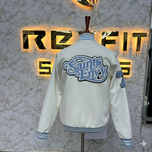 Chaqueta de hombre de lana y seda bordada con tasa de fábrica de moda de tendencia con cierre de botón cubierto chaquetas versity chaquetas de hombre - Product Image 5