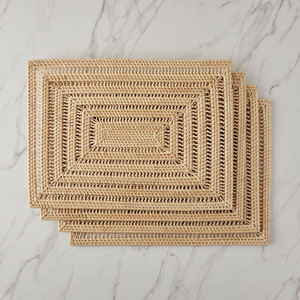 Napperons ronds en rotin faits à la main assiettes tissées naturelles pour le réglage de la table salle à manger mariage et décoration de la maison en gros - Product Image 4