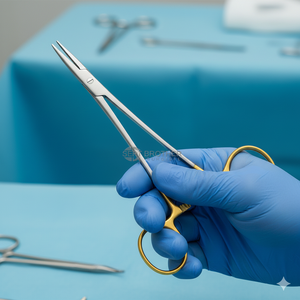 Porte-aiguilles en carbure de tungstène, forceps chirurgical, aiguille de Mayo Hegar en acier inoxydable avec poignée dorée - Product Image 4