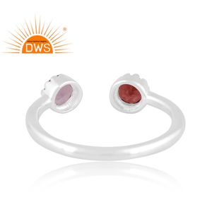 Best Quality Fine Sterling Silver Garnet & Pink Amethyst Gemstone <b>Adjustable</b> <b>Ring</b> Custom Jewelry For Women Gift For Her - Product Image 4