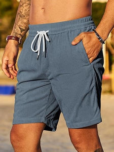 Pantalones Cortos Oxford para Hombre, Estilo Urbano, Tela Ligera y Transpirable, Cierre con Cordón, para Comodidad en la Playa en Verano - Product Image 4