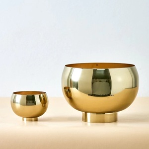 Hot Selling Metal Decorative Round Flower <b>Ball</b> <b>Bowl</b> Gold Finished for Home Living Room Office Tabletop Decoration - Product Image 2