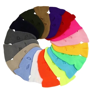 Masque de ski avec logo personnalisé Bonnet en tricot pour hommes Cagoule de couleur unie 3 trous Cagoule de ski - Product Image 2