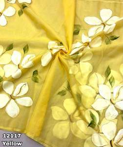 Diseñador de Bollywood, última tendencia, ropa de Festival de alta calidad, Organza con Sari pintado a mano, exportador y suministro indio - Product Image 4