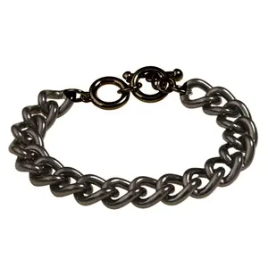 TB656H Best seller - Men berat Chunky Hematite Kuba Tautan rantai Toggle gelang 7.50 inch