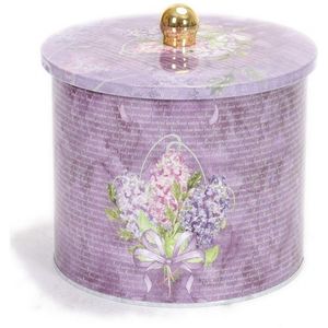 Poignée de bouton de fleur violette 2.1L boîte de stockage de nourriture ronde en métal 140x150mm avec Ø 140x150mm - Product Image 1