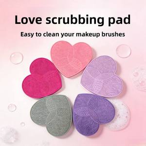 Factory Wholesale Heart-shaped Silicone Love Wash <b>Pad</b> with <b>Suction</b> Cup Makeup Brush Cleaner Powder Puff - Product Image 5