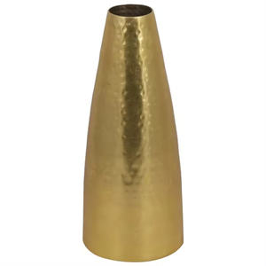 แจกันเหล็กสไตล์ชายฝั่งรุ่นใหม่ล่าสุดปี 2026 แจกันโลหะพร้อมฐานกลมคอสูงชุบทอง ตกแต่งบ้านลายสลัก - Product Image 6