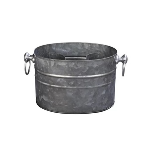 Metal Beverage <b>Tub</b> With Stand Border Perforated Design Wine Cooler Farmhouse Decorative Metal Iron Oval Shaped <b>Tub</b> - Product Image 5