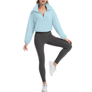 Sudadera de Manga Larga con Media Cremallera para Mujer, Estilo Holgado, Corte Cuadrado, Largo Corto, Silueta Moderna, Sudadera a la Moda - Product Image 6