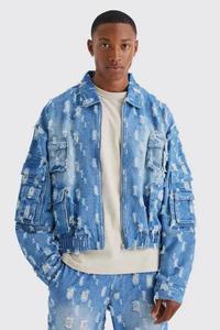 Veste en jean d'hiver pour homme durable avec logo sur le devant offrant des performances de plein air de qualité supérieure et un look élégant - Product Image 4