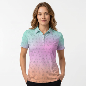 Polo à manches courtes pour homme, imprimé dessin animé, dégradé de couleurs, tricoté en polyester, design décontracté et respirant - Product Image 5