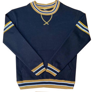 Sweat-shirt sport à col rond en polaire Alpha Black, automne, uni, imprimé en 3D, bande dorée, bord côtelé, poche kangourou - Product Image 1