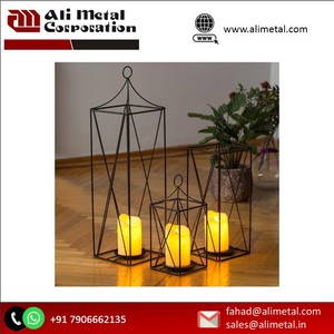 Modern <b>Frame</b> Design Metal Candle Holder Lanterns for Everyday and Seasonal Christmas Decor Additions - Product Image 2