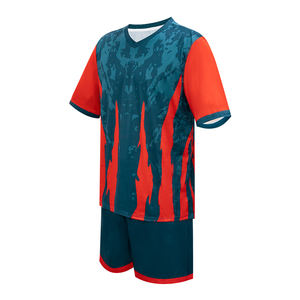 Vêtements de football à sublimation 100% polyester personnalisés pas cher blanc et bleu ensembles de maillots de football à manches longues pour hommes - Product Image 2