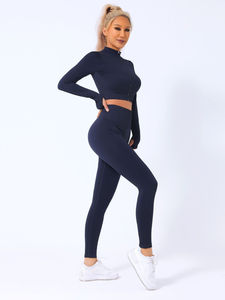 Stylish 2-Pcs Long Sleeve Yoga Set <b>for</b> <b>Women</b> High Quality Spandex/<b>Nylon</b> Front Zipper Top High Waist Butt Lifting Active Pants - Product Image 6