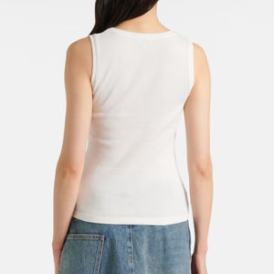 Camiseta sin mangas de punto de mezcla de algodón transpirable de Color sólido de talla grande para mujer, pantalones cortos informales con mangas de sujetador, opciones al por mayor - Product Image 4