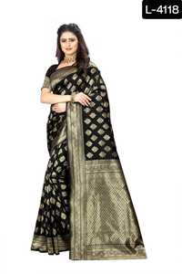 Indian Designer Georgette Saree Banarasi Silk Blouse Piece New Trendy Soft Weaving Heavy Pallu Banarasi Silk Is Main Material - Product Image 3