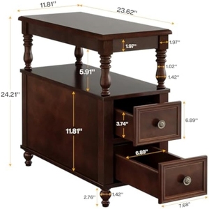 Table de chevet Darby en bois massif de haute qualité avec couleur marron et 2 tiroirs équipés pour une utilisation en intérieur - Product Image 6