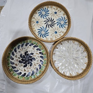 High Quality Lacquered Rattan <b>Serving</b> <b>Tray</b> Decorative Wood MDF Acrylic Pearl Bamboo Marble <b>Plastic</b> Food <b>Tray</b> Made in Vietnam - Product Image 2