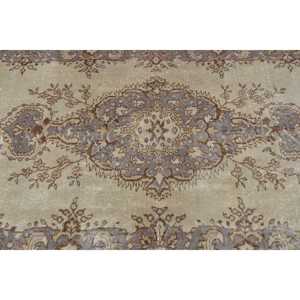 Tapis turc vintage 3,8x7 pieds, tapis en laine à imprimé animal brun gris - Product Image 4