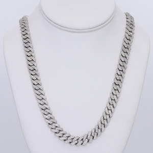 Hip Hop VVS Moissanite Iced Out 14mm Corte redondo Diamante Cadena de eslabones cubanos Joyería para hombres Plata de Ley 925 - Product Image 3