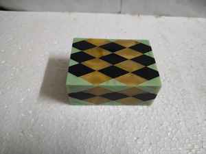 Handcrafted Square Green Black Amber Diamond Harlequin Pattern Resin Inlay Small <b>Decorative</b> Storage <b>Box</b> <b>With</b> <b>Lid</b> For Jewelry - Product Image 6
