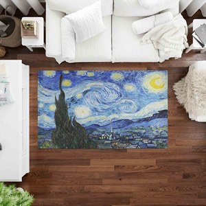 Starry Night Rug: <b>Van</b> Gogh Reproduction Area Rug,Nonwoven Soft Rug - Product Image 1