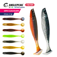 Señuelo de Pesca de PVC Personalizable de 6.5cm y 2.5g, 6 Colores, Atrayente de Peces, Señuelo Suave con Cola de Paleta, Señuelo Suave con Cola en T para Lubina y Trucha
