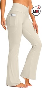 100% Cotton Colorful Women's <b>Crossover</b> <b>Flare</b> <b>Leggings</b> <b>High</b> <b>Waisted</b> Tummy Control Wide Leg <b>Yoga</b> Pants - Product Image 4