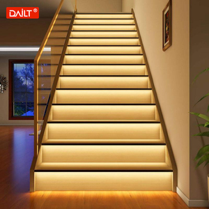 24V thông minh <span class=keywords><strong>LED</strong></span> cầu thang cảm biến ánh sáng Kit màu đen không thấm nước nhôm cơ thể ngoài trời có thể điều chỉnh độ sáng khách sạn biệt thự ip33 đánh giá - Product Image 1