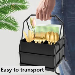 Fancy Black Galvanized Caddy Rack Classy Square Shape Handmade Kitchenware Storage Organizer High Quality Caddy For Home Decor - Product Image 4