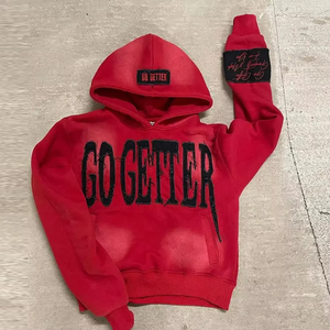 Sudadera con Capucha Oversize de Forro Polar 100% Algodón, Estilo Vintage Desgastado con Aplique Bordado Personalizado y Efecto Desgastado por el Sol, Estilo Digital - Product Image 6