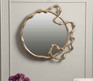 Metal con acabado plateado, espejo de pared redondeado, superventas para el hogar, Hotel, restaurante, hogar, dormitorio decorativo de lujo, uso de artículos - Product Image 1