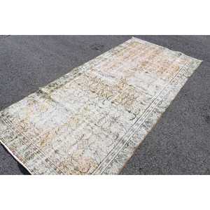 Tapis turc 4,4 x 9,2 pieds, tapis vintage, tapis floral brun en laine - Product Image 1