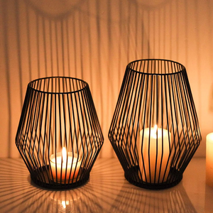 Geometrical Farmhouse Style Metal Tealight <b>Candle</b> <b>Holder</b> with Weathered Finish for a Cozy and Inviting Atmosphere - Product Image 3