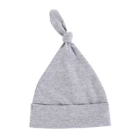 Gorros de bebé de algodón orgánico 100% de alta calidad, gorro anudado suave personalizable para recién nacido, gorro teñido liso al por mayor