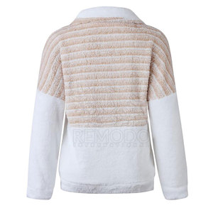 Mujeres Sherpa Fleece sudadera invierno cálido media cremallera logotipo personalizado Casual venta al por mayor Sherpa Fleece sudaderas - Product Image 2