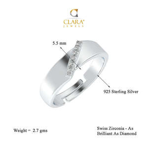 Anillo Ajustable CLARA 925 de Plata de Ley con Diamante y Perla, Baño de Rodio, Regalo Romántico para Mujeres y Niñas - Product Image 5