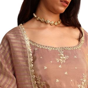 Mousse Mousse paillettes Kurti Sharara Set con Chanderi Banarasi Dupatta Premium etnico femminile abito festivo da festa - Product Image 5