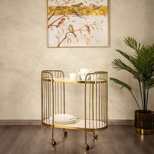 Best Quality Fancy & Luxury 2 Tier Bar Cart <b>Trolley</b> Gold Mini Bar Glass Top for Hotel Bar & Restaurants Wholesale Pricing - Product Image 6
