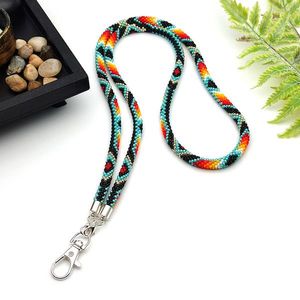 Lanières tendance en perles de rocaille brodées pour le bureau, porte-clés, lanières DIY, motifs de perlage, artisanat, lanière en perles de rocaille - Product Image 6