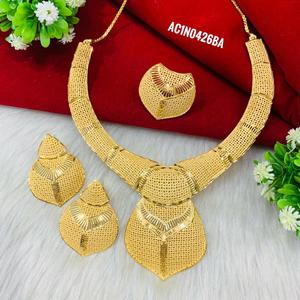 ชุดสร้อยคอชุบทองดีไซเนอร์ใหม่เครื่องประดับแฟชั่นดีไซน์ใหม่สำหรับผู้หญิงหนึ่งกรัม - Product Image 4