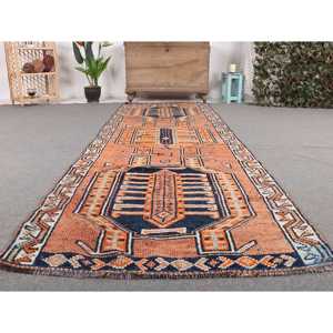 Tapis turc vintage, tapis de couloir 3,2x10,1 pieds, tapis Herki Ombr brun - Product Image 5