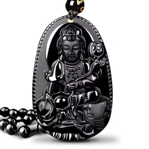 Automne et hiver pull cristal naturel <span class=keywords><strong>obsidienne</strong></span> pendentif <span class=keywords><strong>collier</strong></span> en cristal douze vie du zodiaque <span class=keywords><strong>bouddha</strong></span> huit patrons - Product Image 1