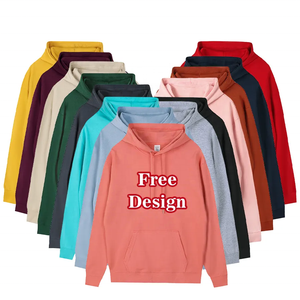 Vente en gros solide rouge vierge pull à capuche manches longues 100% coton polaire 320GSM vêtements d'entraînement et de jogging sweats à capuche de sport OEM - Product Image 2