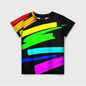 <b>Rainbow</b> Graffito 3D Printed Casual Men's Crew Neck T-<b>Shirt</b> Bright Summer Colors Digital Printing - Product Image 5