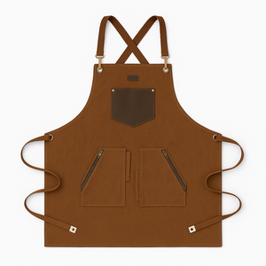 Delantal de Lona 100% Algodón Personalizado, Marrón, Impermeable, Resistente al Aceite, con Dos Bolsillos, Logotipo Bordado Personalizable, Múltiples Opciones de Color - Product Image 4